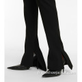 Pantalon skinny évasé fendu long noir